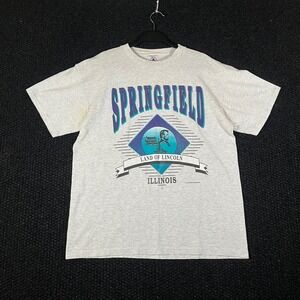 Vintage 1995 Springfield Illinois Land of Lincoln T-Shirt Delta Mens Large Gray